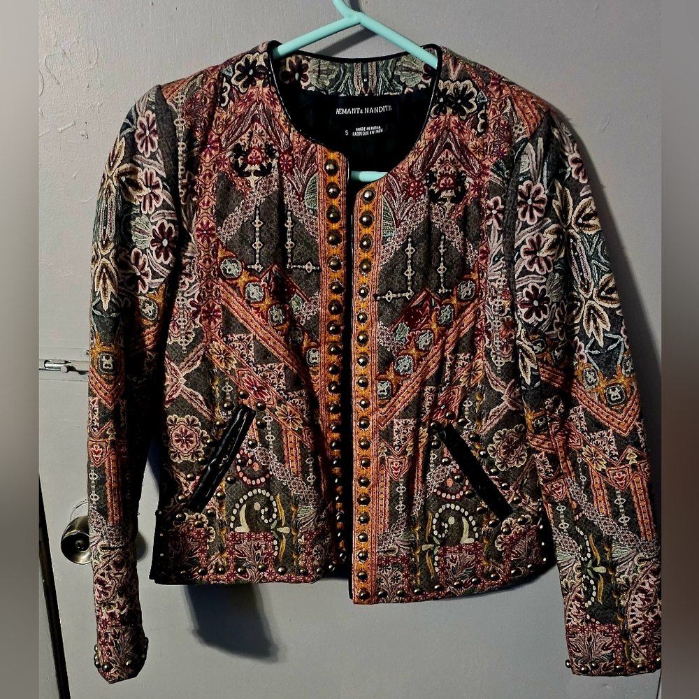 Womens Anthropology Hemant & Nandita Bohemian Embrod. Studded Jacket size Sm - Picture 5 of 9